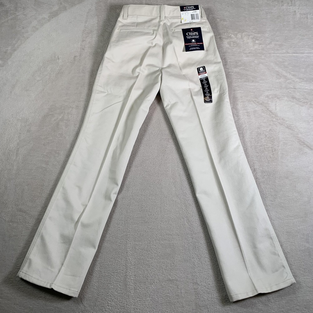 Chaps Pants Boys 12 Slim Cement‎ Pleated Front Adjustable Waist School Uniform